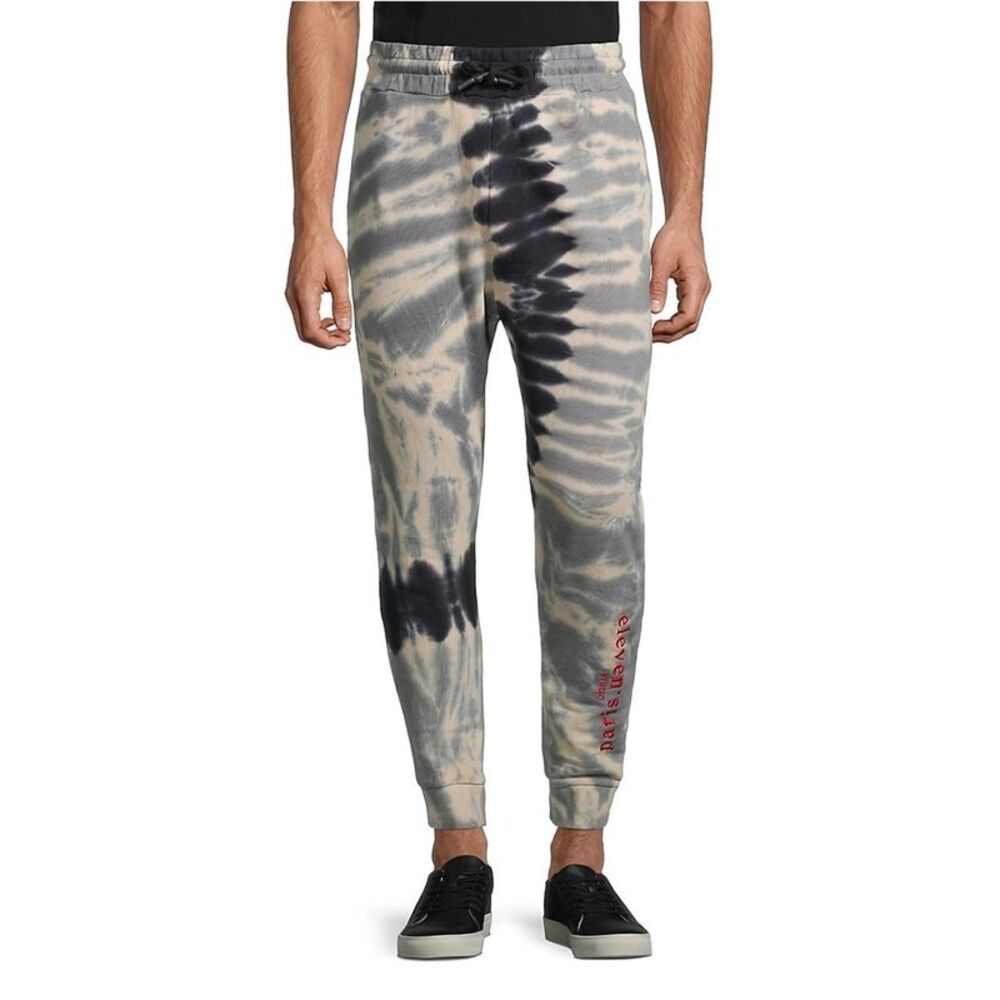 Elevenparis Mens Tie Dye Straight Leg Jogger Casual Pants, Blue, MW x 29L, DM